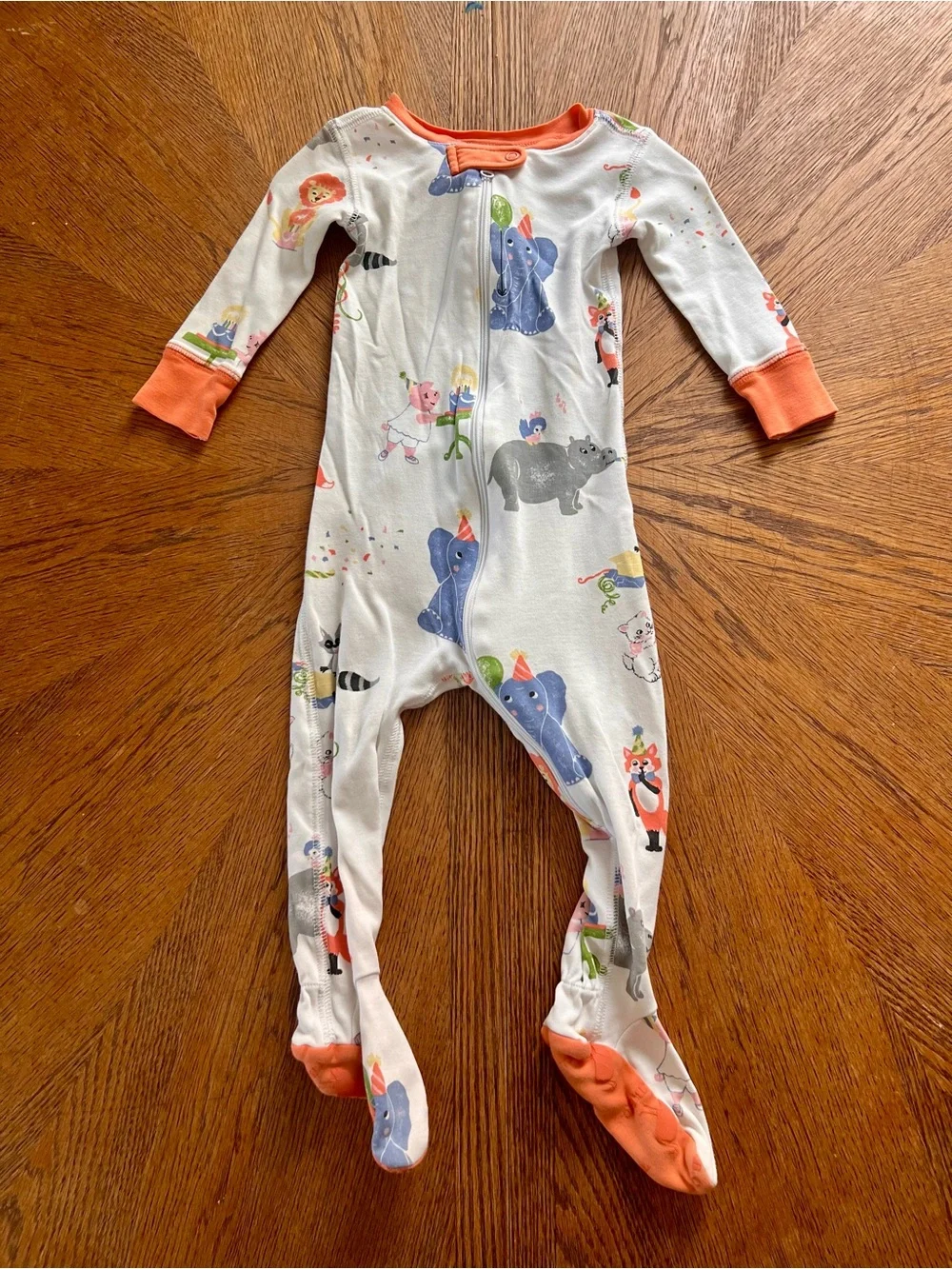 TBBC | Kids White Animal-Print One-Piece Pajamas with Orange Accents